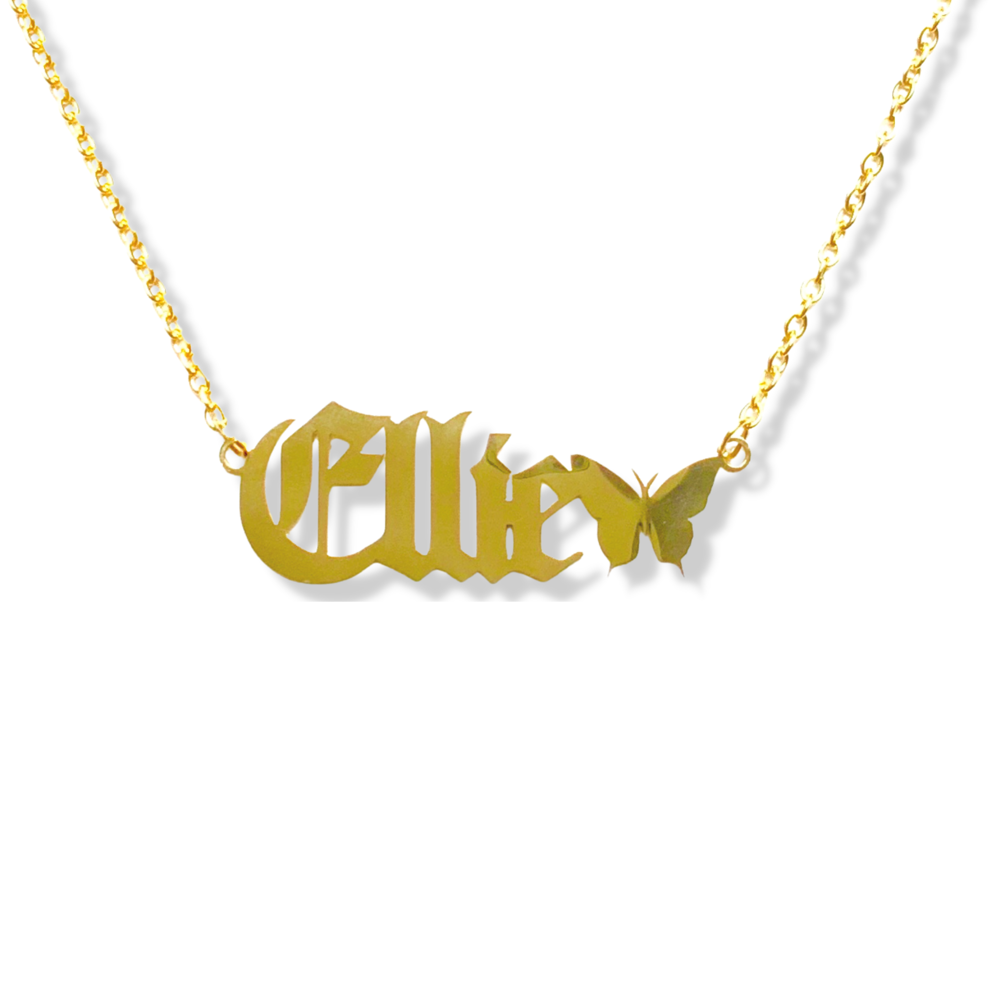 Butterfly Nameplate Necklace