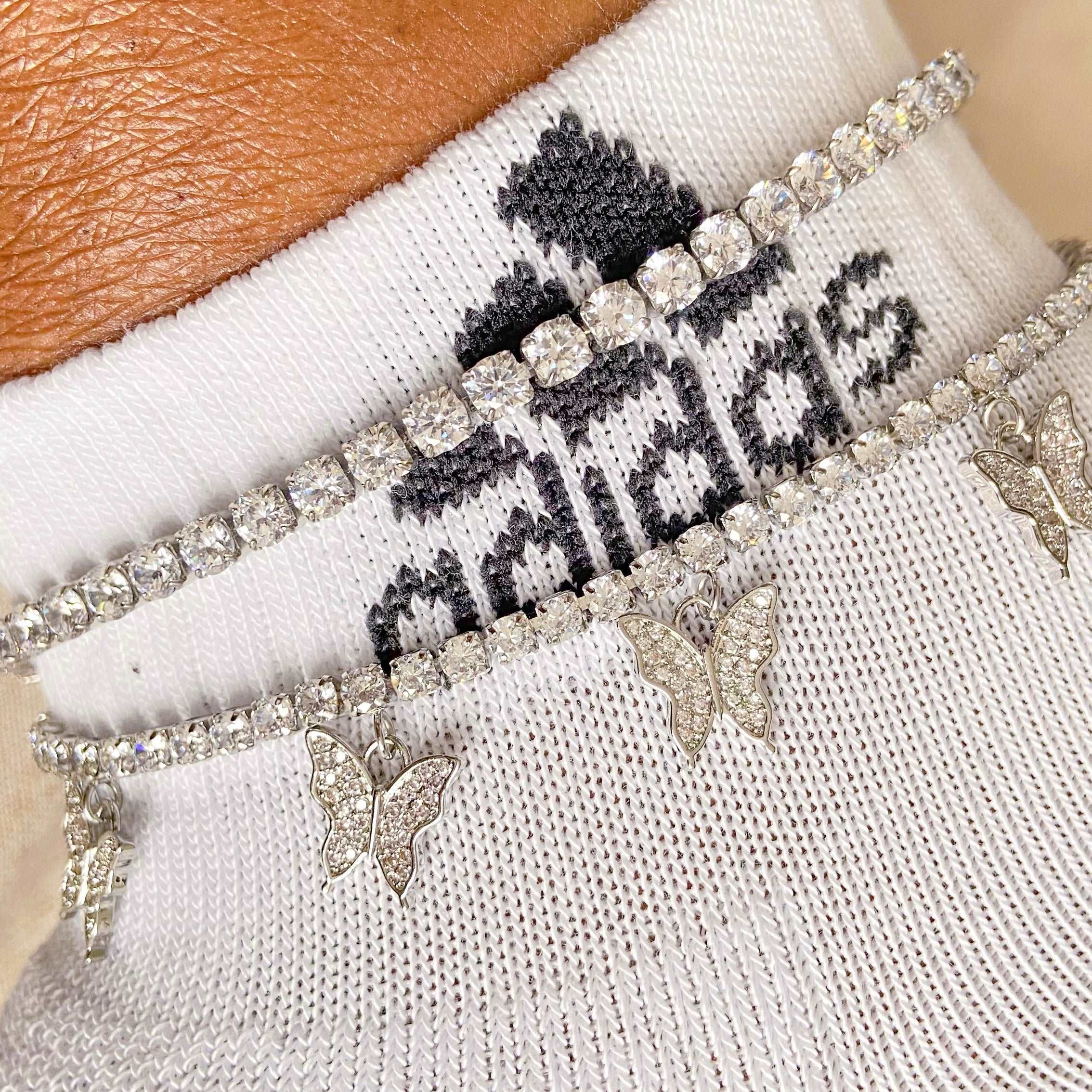 Dainty Butterfly Tennis Anklet