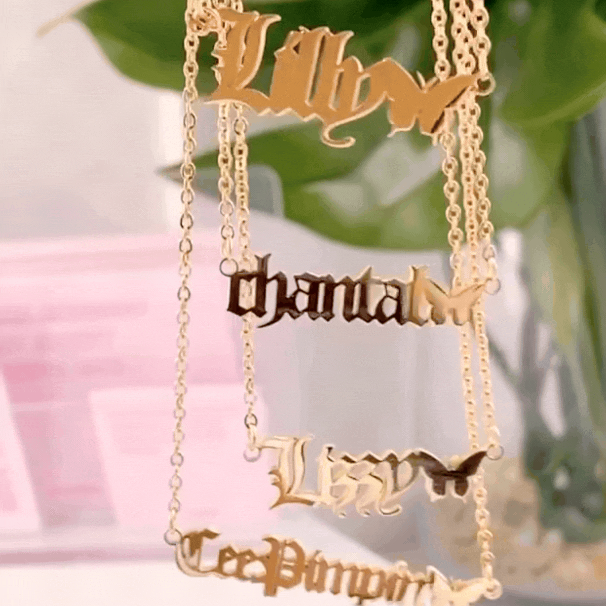Butterfly Nameplate Necklace