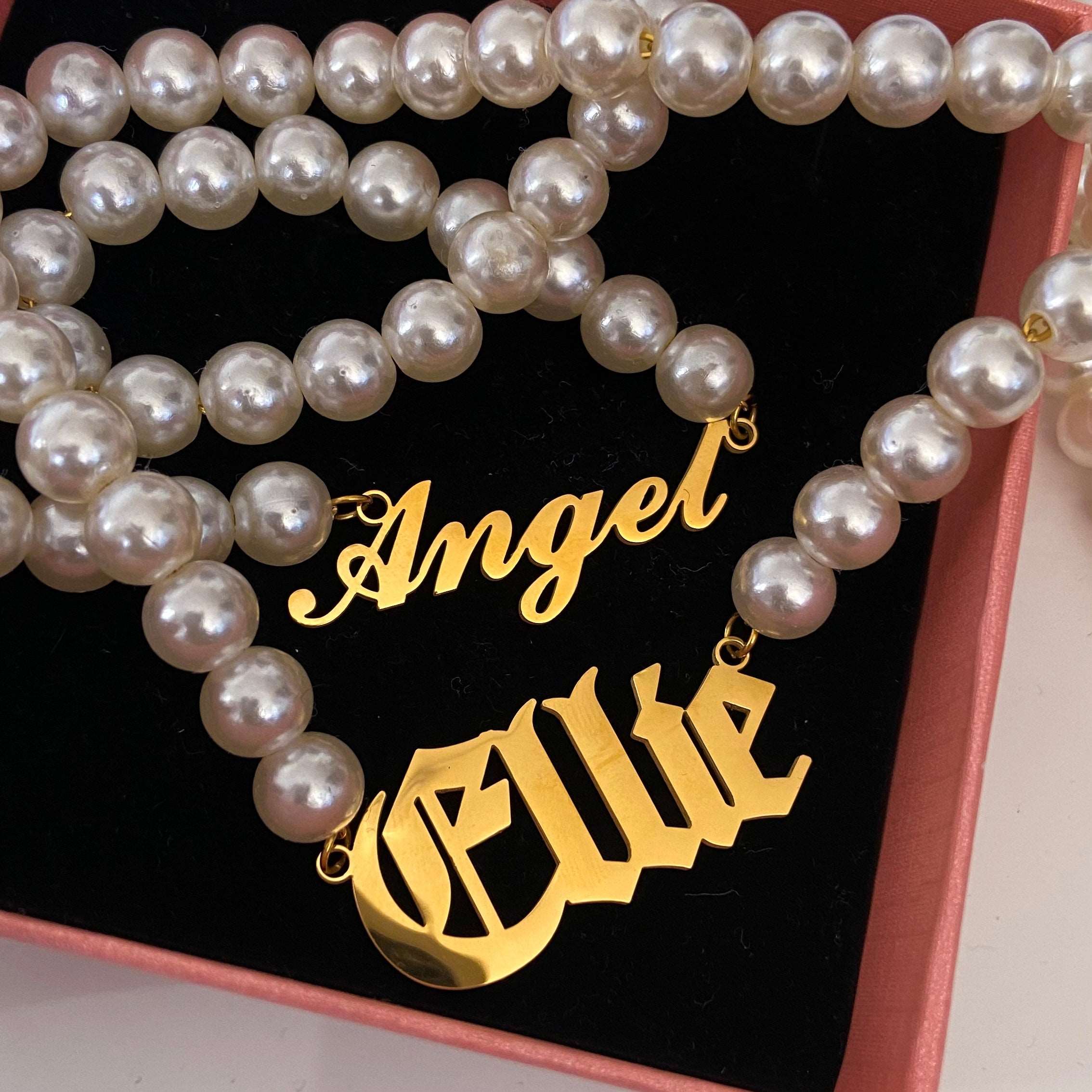 Pearl Nameplate Necklace