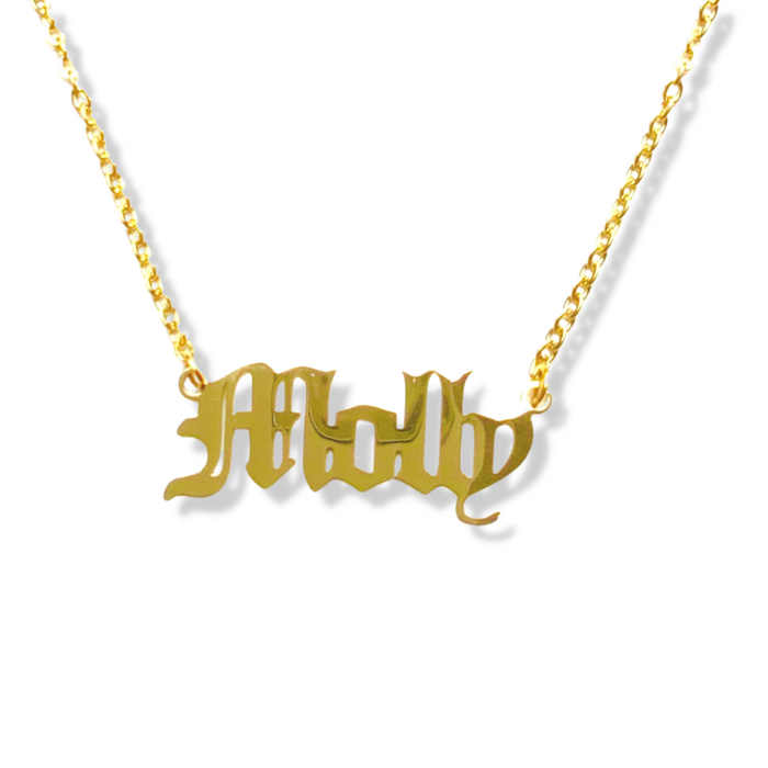 Old English Nameplate Necklace